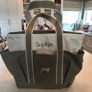 L.L. Bean Gray/Tan Canvas Dog Accessories Tote